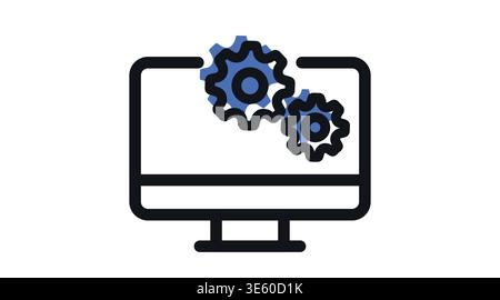 Computer settings and system optimization icon Stock Vector