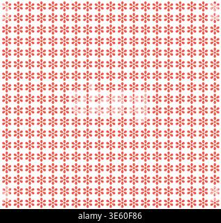 Seamless Red Floral Geometric Pattern on White Background Stock Vector