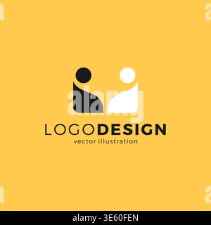Letter M People Logo Design. M Human Icon Vector Stock Vector