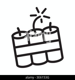 Fireworks Bomb Cake - Lit Fuse Icon for Independence Day Stock Vector