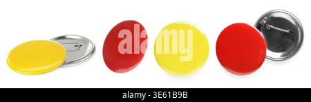 Many blank button badges isolated on white, set Stock Photo