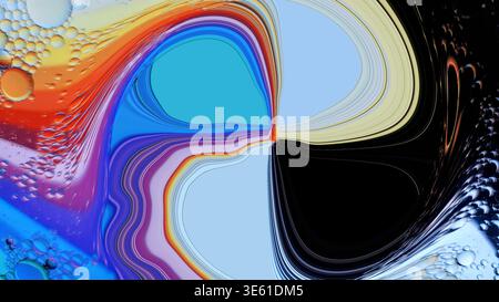 Abstract liquid mixture creating a colorful, swirling, textured fluid background Stock Photo