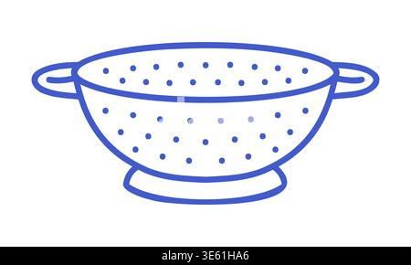 Colander in minimal outline illustration style. Hand drawn icon. Outline vector isolated illustration.  Stock Vector