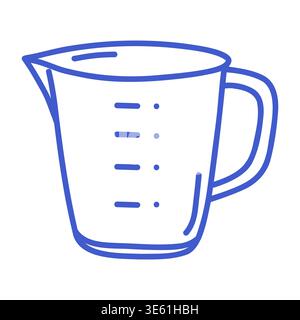 Measuring cup in minimal outline illustration style. Hand drawn icon. Outline vector isolated illustration.  Stock Vector