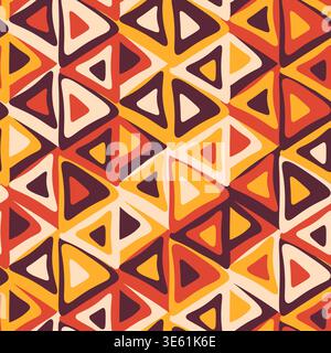 Seamless pattern with triangle decoranive art print. Polygonal rainbow mosaic background. Abstract vector illustration. Triangular graphic Simple Stock Vector