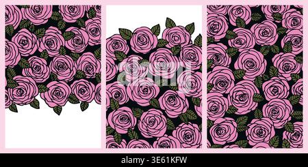 Floral banners collection. Background with color leaves, flowers. Nature concept design. Modern compositions in trendy flat simple style. Vector Stock Vector