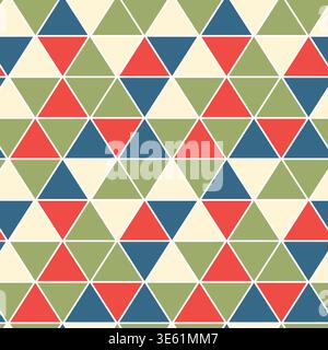 Seamless pattern with triangle decoranive art print. Polygonal rainbow mosaic background. Abstract vector illustration. Triangular graphic Simple Stock Vector