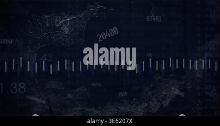 Displaying central horizontal scale on dark HUD, showing ticks, grid lines, numeric labels Stock Photo