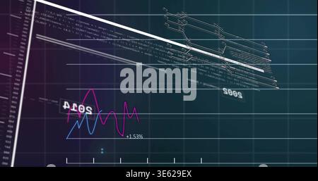 Displaying multi-layered HUD data on dark teal dashboard, showing blue and magenta chart +1 Stock Photo