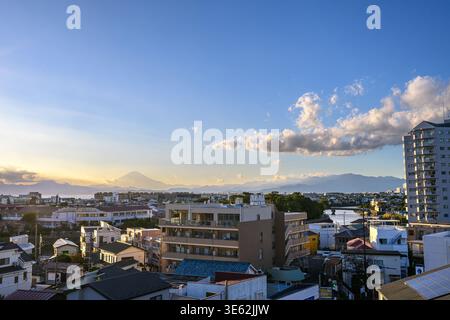 Mount Fuji seen over Fujisawa City - Fujisawa, Kanagawa, Japan - 10 November 2025 Stock Photo