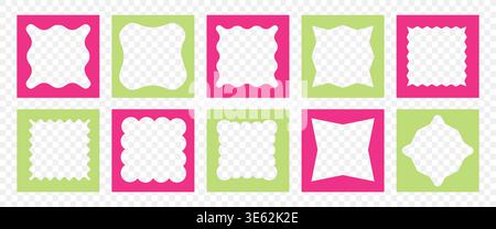 Bold Template set with organic blob shape and geometric Frame. IG story or poster design. Perfect for vibrant flyer, social media post, or corporate Stock Vector