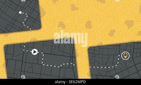 Destinations. Gps tracking map. Track navigation pin on street maps, navigate mapping locate position pin. Abstract map background. Digital art Stock Vector