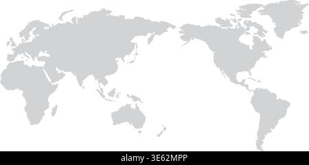 Monochrome Asia-Pacific focused world map in flat vector style. Stock Vector