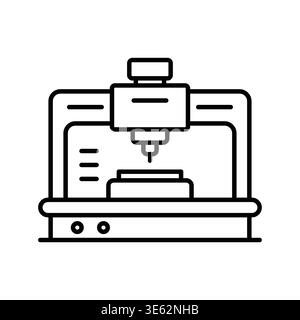 A modern CNC machine designed for precision milling and cutting in a workshop environment. This advanced tool showcases engineering technology for cre Stock Vector