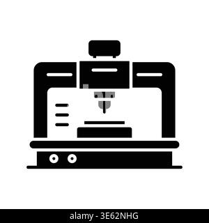 A detailed view of a high-quality CNC machine designed for precision manufacturing tasks in a modern workshop setting, showcasing advanced technology Stock Vector
