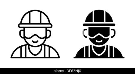 This vector illustration features two construction workers wearing helmets and sunglasses. Ideal for projects related to safety, labor, and teamwork i Stock Vector