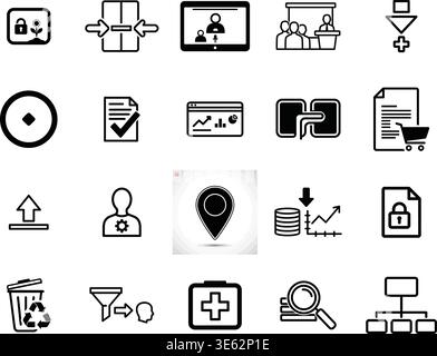 "A premium, extensive collection of professional vector line and glyph icons specifically curated for diverse business, modern technology Stock Vector