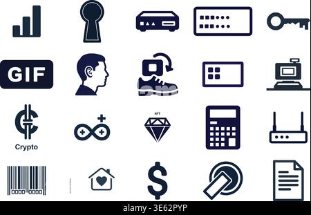 "A premium, extensive collection of professional vector line and glyph icons specifically curated for diverse business, modern technology Stock Vector