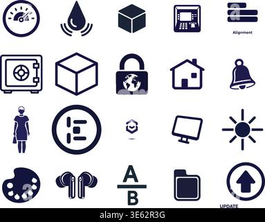 "A premium, extensive collection of professional vector line and glyph icons specifically curated for diverse business, modern technology Stock Vector