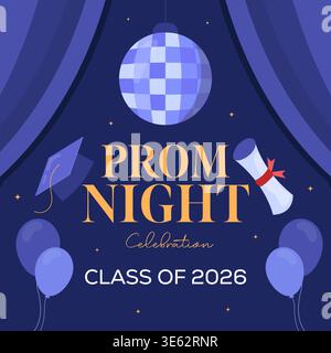 prom night celebration class of 2026 illustration in flat design Stock Vector