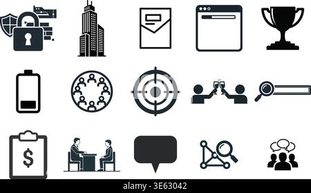 Business and Technology Icons Collection Stock Vector
