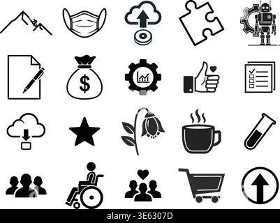 Health, Business, and Technology Icons Collection Stock Vector