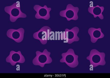 Circular sound wave pattern with radial neon lines creating audio ripple effect. Stock Vector