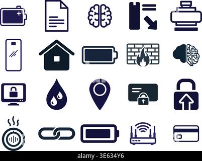"A premium, extensive collection of professional vector line and glyph icons specifically curated for diverse business, modern technology Stock Vector