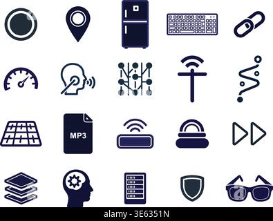 "A premium, extensive collection of professional vector line and glyph icons specifically curated for diverse business, modern technology Stock Vector