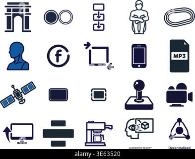 "A premium, extensive collection of professional vector line and glyph icons specifically curated for diverse business, modern technology Stock Vector