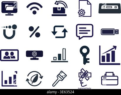 "A premium, extensive collection of professional vector line and glyph icons specifically curated for diverse business, modern technology Stock Vector