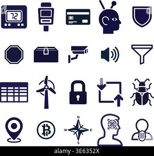 "A premium, extensive collection of professional vector line and glyph icons specifically curated for diverse business, modern technology Stock Vector