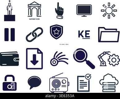 "A premium, extensive collection of professional vector line and glyph icons specifically curated for diverse business, modern technology Stock Vector