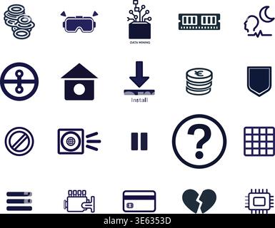 "A premium, extensive collection of professional vector line and glyph icons specifically curated for diverse business, modern technology Stock Vector