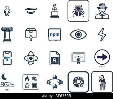 "A premium, extensive collection of professional vector line and glyph icons specifically curated for diverse business, modern technology Stock Vector