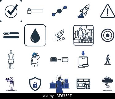 "A premium, extensive collection of professional vector line and glyph icons specifically curated for diverse business, modern technology Stock Vector