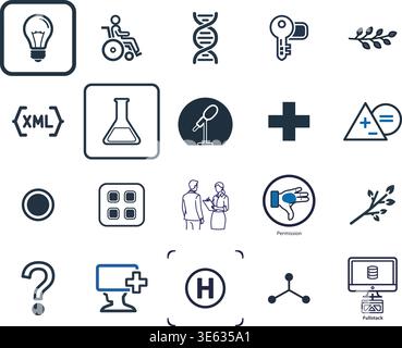 "A premium, extensive collection of professional vector line and glyph icons specifically curated for diverse business, modern technology Stock Vector