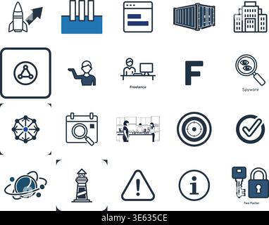 "A premium, extensive collection of professional vector line and glyph icons specifically curated for diverse business, modern technology Stock Vector