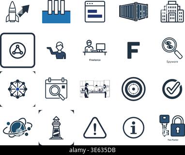 "A premium, extensive collection of professional vector line and glyph icons specifically curated for diverse business, modern technology Stock Vector