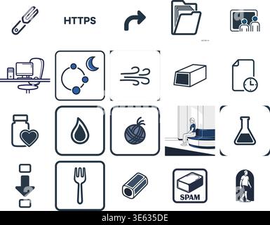 "A premium, extensive collection of professional vector line and glyph icons specifically curated for diverse business, modern technology Stock Vector