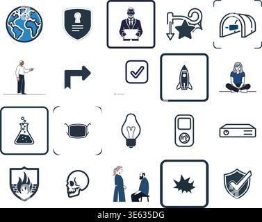 "A premium, extensive collection of professional vector line and glyph icons specifically curated for diverse business, modern technology Stock Vector