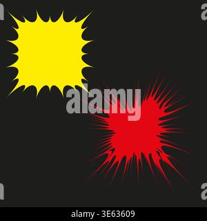Comic splash set. Bright yellow shape. Bold red Vector. Black background design. Manual vector only. No autotrace used. EPS 10. Stock Vector