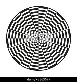 Radial checkerboard set. Target tunnel Vector. Circle focus symbol. Geometric round pattern. Manual vector only. No autotrace used. EPS 10. Stock Vector