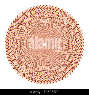 Link mandala Vector. Circular chain pattern. Red yellow sunburst. Abstract round art. Manual vector only. No autotrace used. EPS 10. Stock Vector