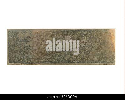 Brass plaque background with a brush metal texture cut out and isolated on a white background, metal sign and signage stock photo image Stock Photo