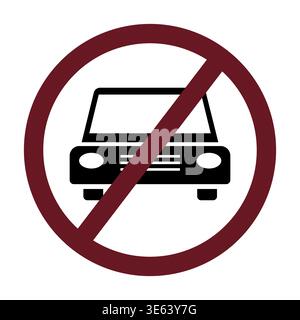 Prohibited car sign. No entry symbol. Vehicle restriction Vector. Forbidden zone icon. Manual vector only. No autotrace used. Stock Vector