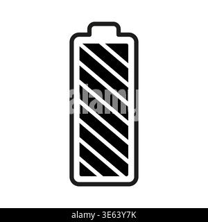 Full battery icon. Charged energy symbol. Power source Vector. Black solid battery. Manual vector only. No autotrace used Stock Vector