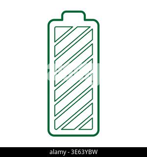 Green battery icon. Eco energy symbol. Power level Vector. Outline charge sign. Manual vector only. No autotrace used. Stock Vector