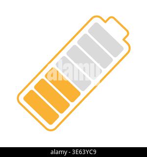 Yellow battery icon. Medium power level. Energy status Vector. Angled charge symbol. Manual vector only. No autotrace used. Stock Vector