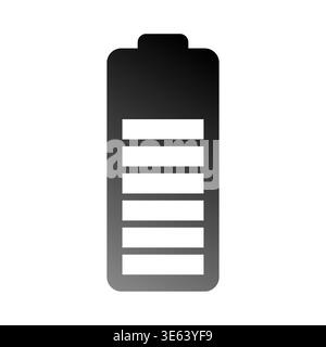 High battery icon. Six 6 segments. Energy level Vector. Power status sign. Manual vector only. No autotrace used. Stock Vector